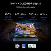 ASUS ZenBook Pro Duo 15 OLED (2022) Laptop - 12th Gen / Intel Core i9-12900H / 15.6inch 4K OLED / 32GB RAM / 1TB SSD / 6GB NVIDIA GeForce RTX 3060 Graphics / Windows 11 Home / English & Arabic Keyboard / Blue / Middle East Version - [UX582ZM-OLED109W]
