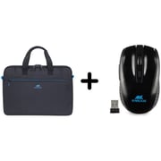 Rivacase Laptop Bag Black 15.6inch + Wireless Mouse Black Bundle