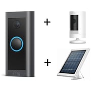Ring B08LR34L9L Video Wired Doorbell + B082PLYQ6Z Stick UP Cam Battery Camera + 8ASPS7WEN0 Solar Panel V4