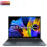 Asus Zenbook 14 Flip OLED Laptop - 11th Gen Corei7 2.80GHz 16GB 1TB Shared Win11Home 14inch 2.8K Pine Grey English/Arabic Keyboard UP5401EA OLED007W (2022) Middle East Version