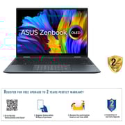 Asus Zenbook 14 Flip OLED Laptop - 11th Gen Corei7 2.80GHz 16GB 1TB Shared Win11Home 14inch 2.8K Pine Grey English/Arabic Keyboard UP5401EA OLED007W (2022) Middle East Version
