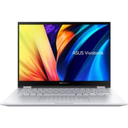 لابتوب Asus Vivobook S 14 Flip يعمل باللمس موديل TN3402QA-LZ074W بشاشة WUXGA مقاس 14 بوصة ومعالجRyzen 5 3.3GHz  وذاكرة رام 8 جيجابايت وذاكرة داخلية 512 جيجابايت ونظام تشغيل Win11Home وبلون فضي كول ولوحة مفاتيح إنجليزي/ عربي