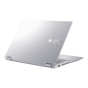 لابتوب Asus Vivobook S 14 Flip يعمل باللمس موديل TN3402QA-LZ074W بشاشة WUXGA مقاس 14 بوصة ومعالجRyzen 5 3.3GHz  وذاكرة رام 8 جيجابايت وذاكرة داخلية 512 جيجابايت ونظام تشغيل Win11Home وبلون فضي كول ولوحة مفاتيح إنجليزي/ عربي