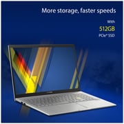 ASUS VivoBook 15 OLED (2020) Laptop - 11th Gen / Intel Core i5-1135G7 / 15.6inch FHD OLED / 8GB RAM / 512GB SSD / 2GB NVIDIA GeForce MX350 Graphics / Windows 11 Home / English & Arabic Keyboard / Silver / Middle East Version - [K513EQ-OLED005W]