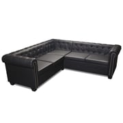 Vidaxl Chesterfield Corner Sofa 5-seater Artificial Leather Black