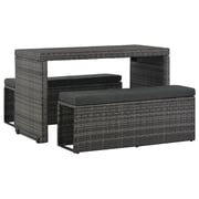 44719 Vidaxl 3 Piece Outdoor Dining Set With Cushions Poly Rattan Grey