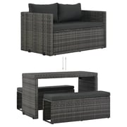 44719 Vidaxl 3 Piece Outdoor Dining Set With Cushions Poly Rattan Grey
