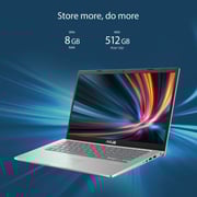 لابتوب أسوس - X415EA-EB1656W لابتوب رفيع - Core i5 2.4 جيجا هرتز 8 جيجا بايت 512 جيجا بايت مشترك 14 بوصة FHD Win11 لوحة مفاتيح فضية إنجليزية / عربية مع حقيبة ظهر + ماوس
