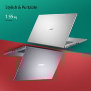 لابتوب أسوس - X415EA-EB1656W لابتوب رفيع - Core i5 2.4 جيجا هرتز 8 جيجا بايت 512 جيجا بايت مشترك 14 بوصة FHD Win11 لوحة مفاتيح فضية إنجليزية / عربية مع حقيبة ظهر + ماوس