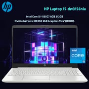 HP Laptop - Intel Core i5 / 15.6inch HD / 512GB SSD / 8GB RAM / FreeDOS / English Keyboard / Silver / International Version - [15-DW3156NIA]