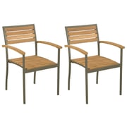 Vidaxl Stackable Outdoor Chairs 2 Pcs Solid Acacia Wood And Steel