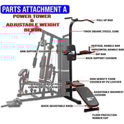 Skyland Fitness Home Gym 3 Station Heavy Duty With 71kg Weight Stack With Pull Up Bar Sit Up Power Tower Workout Stand Bench Press , GM-8144