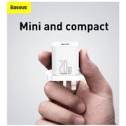 Baseus Wall Charger + Type-C To Lightning Cable 1m White