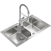 TEKA Top/Flush Stainless Steel Sink With Two Bowls And Silentsmart Brooklyn 90 M-Xp 2B