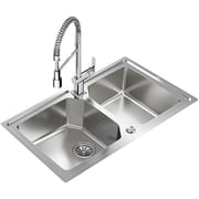 TEKA Top/Flush Stainless Steel Sink With Two Bowls And Silentsmart Brooklyn 90 M-Xp 2B