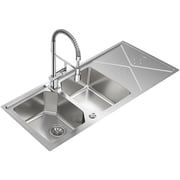 TEKA Top/Flush Reversible Stainless Steel Sink With Two Bowls And One Drainer Brooklyn 80 M-Xp 2B 1D