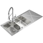 TEKA Top/Flush Reversible Stainless Steel Sink With Two Bowls And One Drainer Brooklyn 80 M-Xp 2B 1D