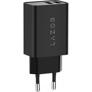 Lazor Dual Port Charger Black with USB-C Cable Black