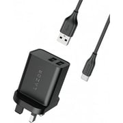 Lazor Dual Port Charger Black with USB-C Cable Black