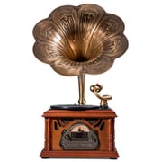 MJI 651 Classic Horn Gramophone Turntable Wood/Bronze