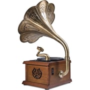 MJI 651 Classic Horn Gramophone Turntable Wood/Bronze