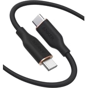 أنكر كابل USB-C الى USB-C باورلاين III فلو 100 واط 3 قدم USB 2.0 نوع C شحن سريع أسود منتصف الليل