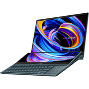 ASUS ZenBook Pro Duo 15 OLED (2022) Laptop - 12th Gen / Intel Core i9-12900H / 15.6inch OLED / 32GB RAM / 1TB SSD / 8GB NVIDIA GeForce RTX 3070 Graphics / Windows 11 / English & Arabic Keyboard / Celestial Blue / Middle East Version - [UX582ZW-OLED209W]