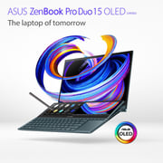 ASUS ZenBook Pro Duo 15 OLED (2022) Laptop - 12th Gen / Intel Core i9-12900H / 15.6inch OLED / 32GB RAM / 1TB SSD / 8GB NVIDIA GeForce RTX 3070 Graphics / Windows 11 / English & Arabic Keyboard / Celestial Blue / Middle East Version - [UX582ZW-OLED209W]