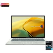 لابتوب Asus Zenbook 14 OLED بتصميم رفيع موديل UX3402ZA-OLED1Q7W بشاشة 2.8K مقاس 14 بوصة ومعالج Core i7 2.1GHz وذاكرة رام 16 جيجابايت وذاكرة داخلية 1 تيرابايت ونظام تشغيل Win11Home وبلون سيلادون مائي ولوحة مفاتيح إنجليزي/ عربي