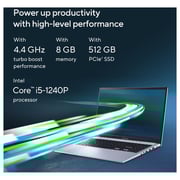 ASUS VivoBook 15 (2022) Laptop - 12th Gen / Intel Core i5-1240P / 15.6inch FHD / 8GB RAM / 512GB SSD / Shared Intel UHD Graphics / Windows 11 Home / English & Arabic Keyboard / Icelight Silver / Middle East Version - [X1502ZA-E8299W]