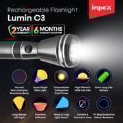 Impex Rechargeable Led Flashlight Lumin C3 3SC 3000mah