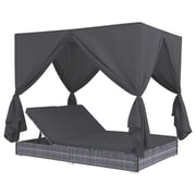 vidaXL Outdoor Lounge Bed With Curtains