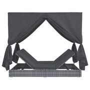 vidaXL Outdoor Lounge Bed With Curtains