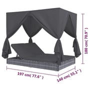 vidaXL Outdoor Lounge Bed With Curtains