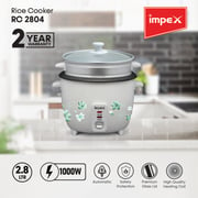Impex Rc 2804 2.8 Liter 1000w Drum Rice Cooker With Steamer Featuring Safety Protection