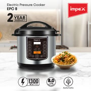 Impex Epc 8 Liter 1300w Electric Pressure Cooker Featuring Automatic Cooking