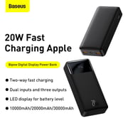 BASEUS Bipow Digital Display Power Bank 20000mAh 20W Quick Charge Devices Black