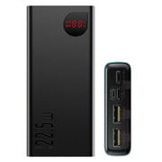Baseus 30000 Mah Type-c Pd & Qc Portable Charger With Led Display, 22.5w 3 Output Power Bank Black
