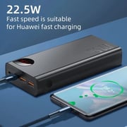Baseus 30000 Mah Type-c Pd & Qc Portable Charger With Led Display, 22.5w 3 Output Power Bank Black