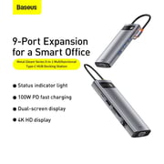 Baseus 9 In 1 Usb C Hub Docking Station Adapter With 4k Hdmi Power Delivery For Macbook Pro, Surface Pro, Ipad Pro And Other Type C Devices Space Grey