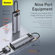 Baseus 9 In 1 Usb C Hub Docking Station Adapter With 4k Hdmi Power Delivery For Macbook Pro, Surface Pro, Ipad Pro And Other Type C Devices Space Grey