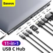 Baseus 11 In 1 Multifunctional Docking Station Triple Display Usb C Hub Adapter 3.5mm Dark Grey