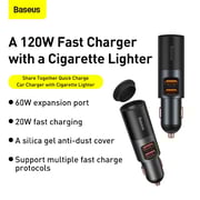 Baseus 120W Car Charger Share Together USB -A Dual Port Fast Charging with Car Cigarette Lighter
