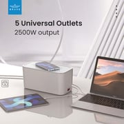 BRAVE 2500W Power Strip Extension Cord Organiser with 15W Wireless Charger and Cable Management Box