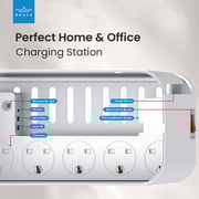 BRAVE 2500W Power Strip Extension Cord Organiser with 15W Wireless Charger and Cable Management Box