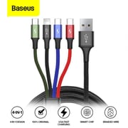 Baseus 4-in-1 Rapid Series Fast Charging Cable For Type-c X 2 + Iphone + Micro Usb Data Sync Cable