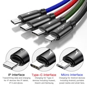 Baseus 4-in-1 Rapid Series Fast Charging Cable For Type-c X 2 + Iphone + Micro Usb Data Sync Cable