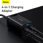 Baseus 65w GaN3 Pro Fast Wall Charger with 4-ports (2x USB Type C, 2 x USB) Charging Station
