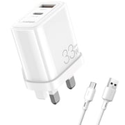 Oraimo Dual Port Charger White With USB-C Cable 1m