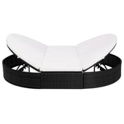 Vidaxl Outdoor Lounge Bed With Cushion Poly Rattan Black